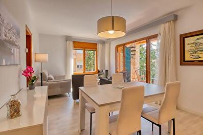 Renovated apartment with community swimming pool.